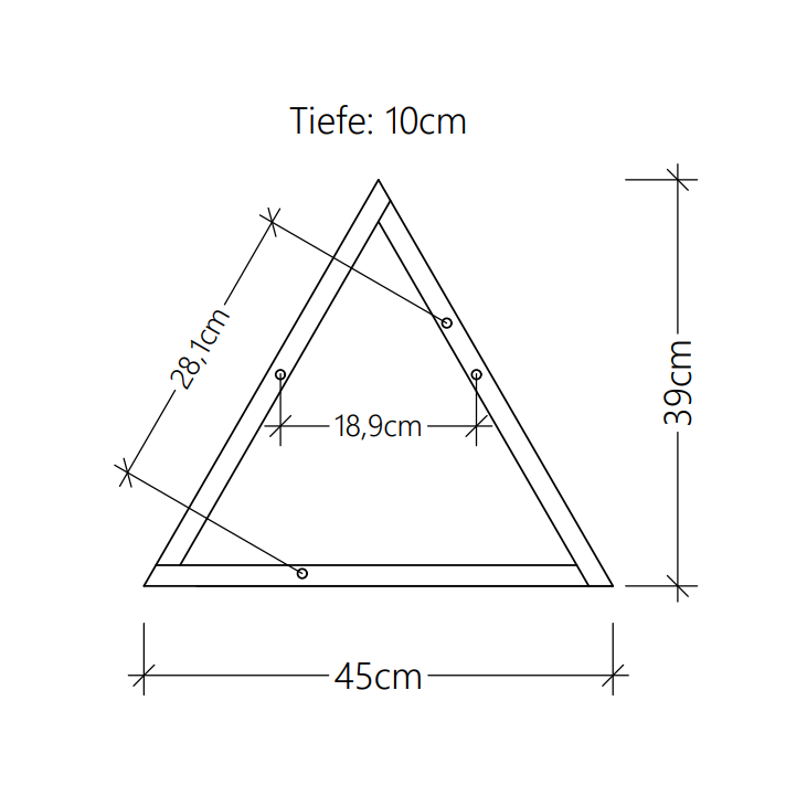 Detailzeichnung eines dreieckigen Wandregals